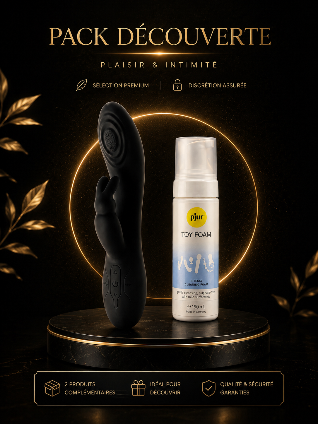 Pack Essentiel — Vibromasseur Rabbit + Nettoyant